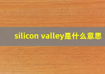 silicon valley是什么意思